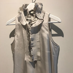 J. Crew OLIVE Victoria Ruffle Silk Blouse